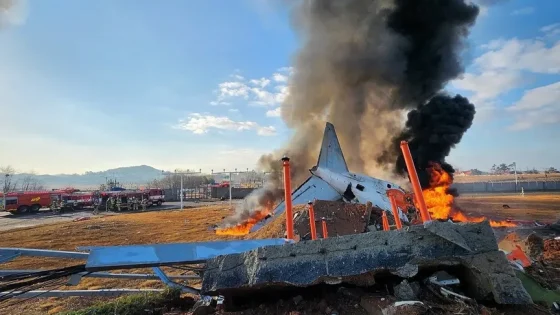 صورة تظهر تحطم طائرة ركاب في مطار بكوريا الجنوبية. 29 ديسمبر 2024 - وكالة يونهاب